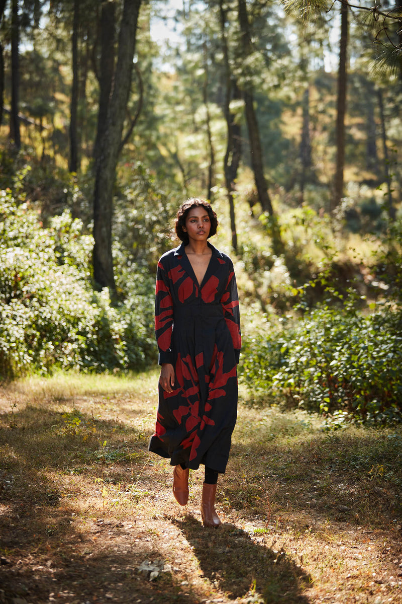 Black Woods Dress cotton by Khara Kapas in multi for women in Singapore