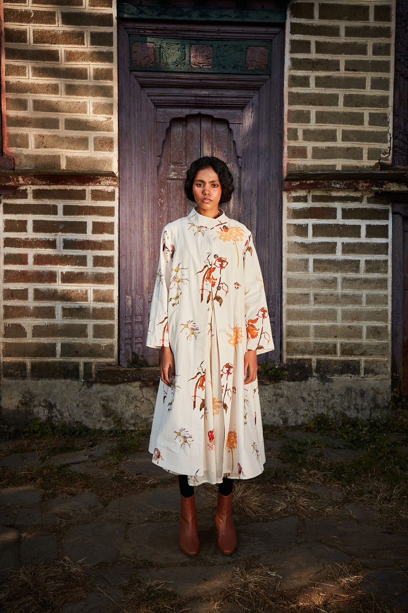 Snowcap Trench Dress by Khara Kapas in white for women in Singapore