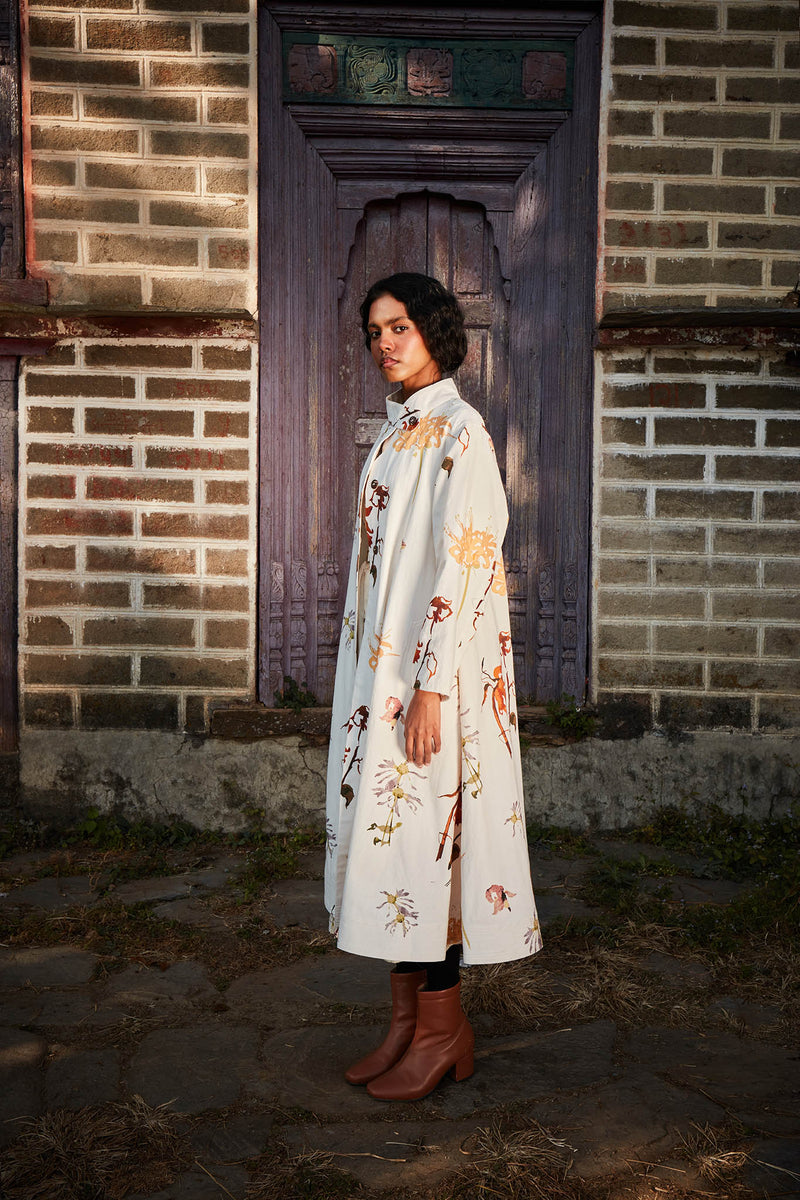 Snowcap Trench Dress by Khara Kapas in white for women in Singapore