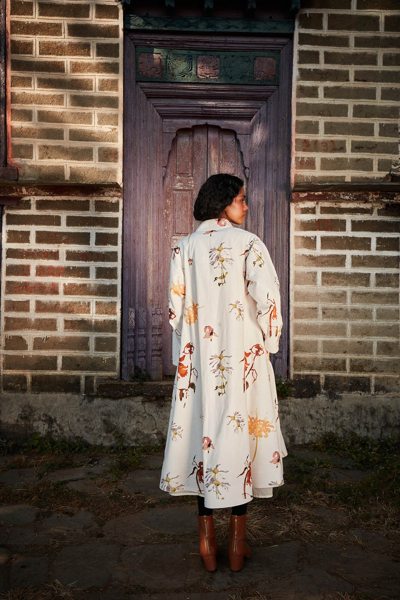 Snowcap Trench Dress by Khara Kapas in white for women in Singapore