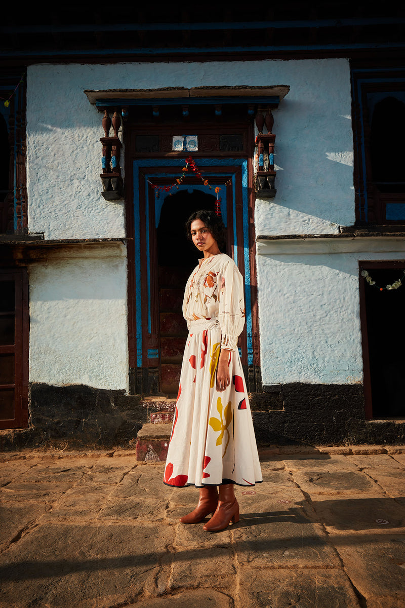 Nature's Canvas skirt cotton by Khara Kapas in multi for women in Singapore