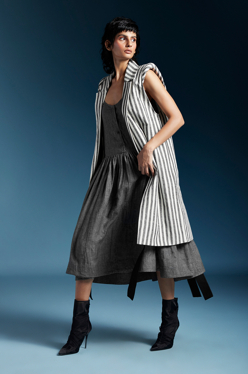 Harley Jacket-Bw Balanced Stripes cotton by Chola for women in Singapore