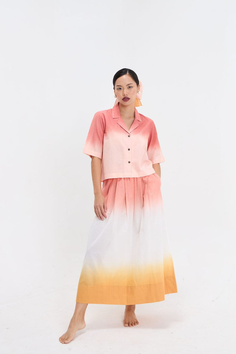 OMBRE SKIRT TOP SET cotton by Aavidi for women in Singapore