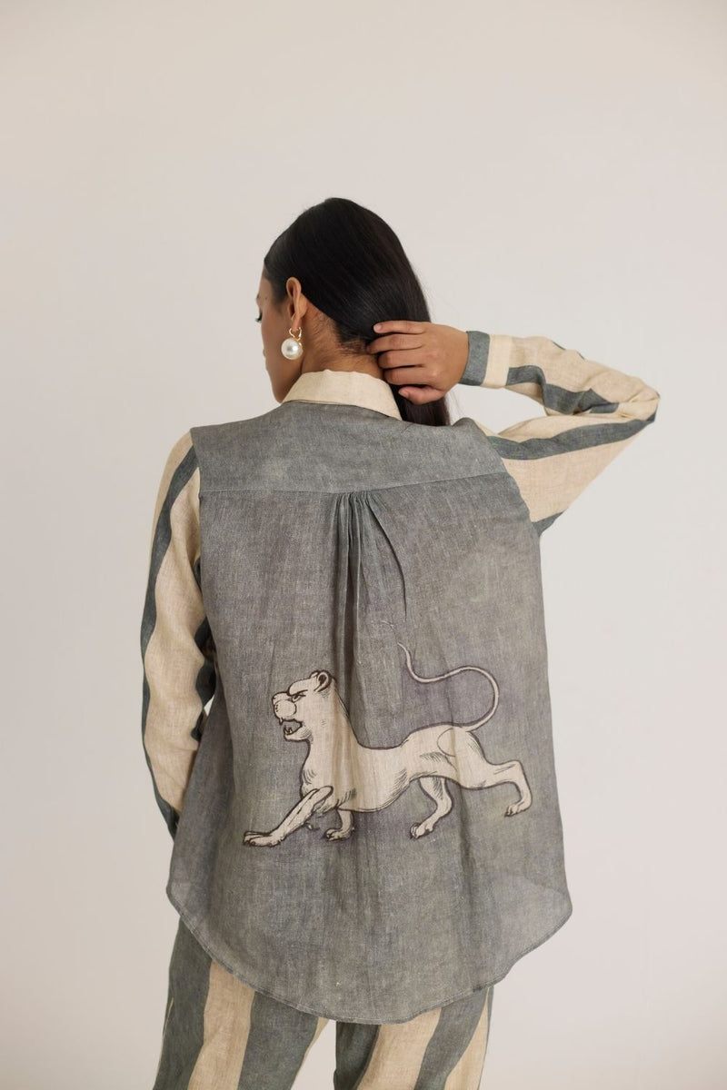 PAWS LINEN CO-ORD SET linen by Yam in white color for women in Singapore