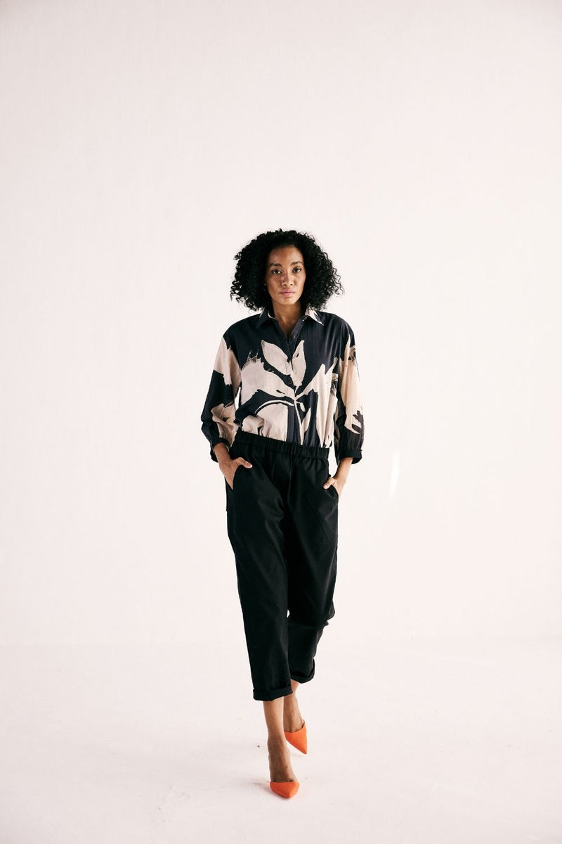 EBONY TROUSERS twill by Khara Kapas in black for women in Singapore
