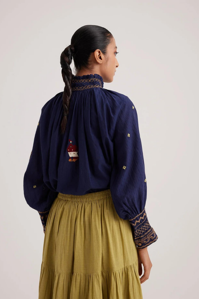 Farmer Top-Folk Ink cotton by CORD for women in Singapore