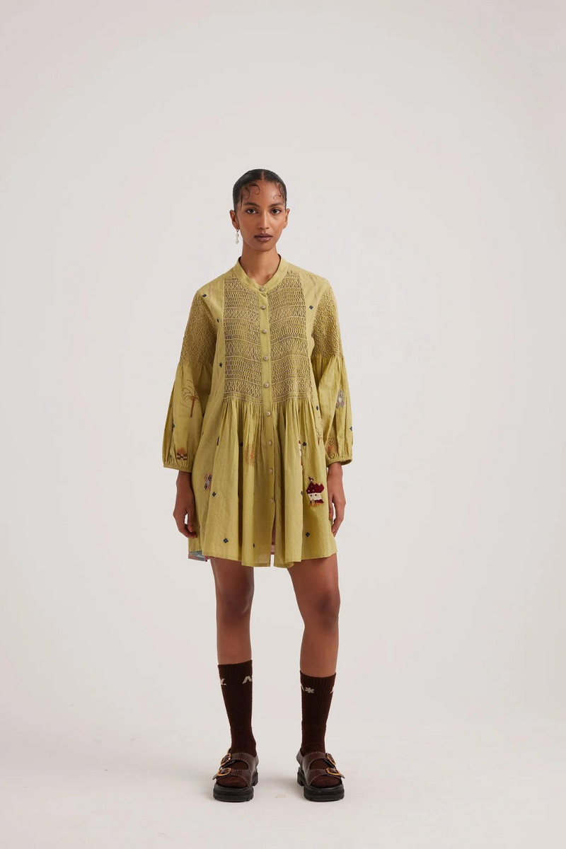 Porto Top-Folk Green cotton by CORD for women in Singapore
