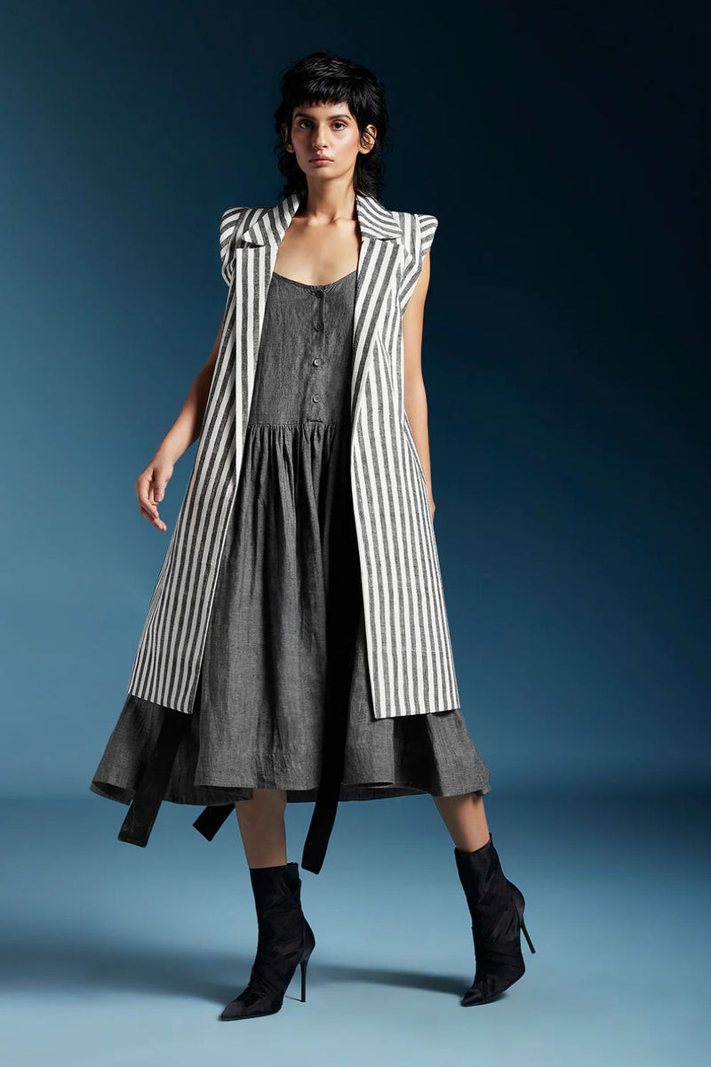 Harley Jacket-Bw Balanced Stripes cotton by Chola for women in Singapore