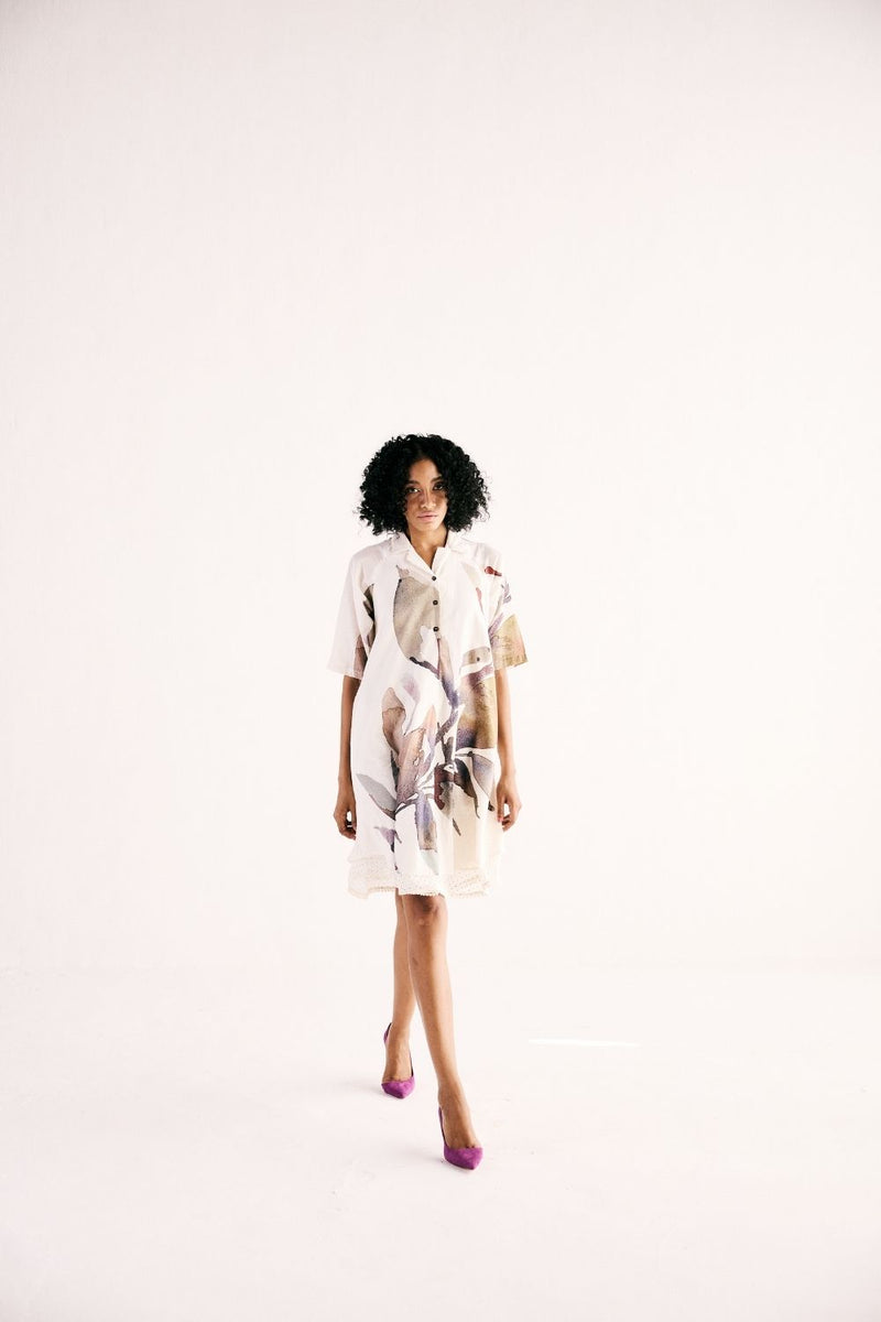 IVORY BLOOM DRESS cotton by Khara Kapas in white for women in Singapore