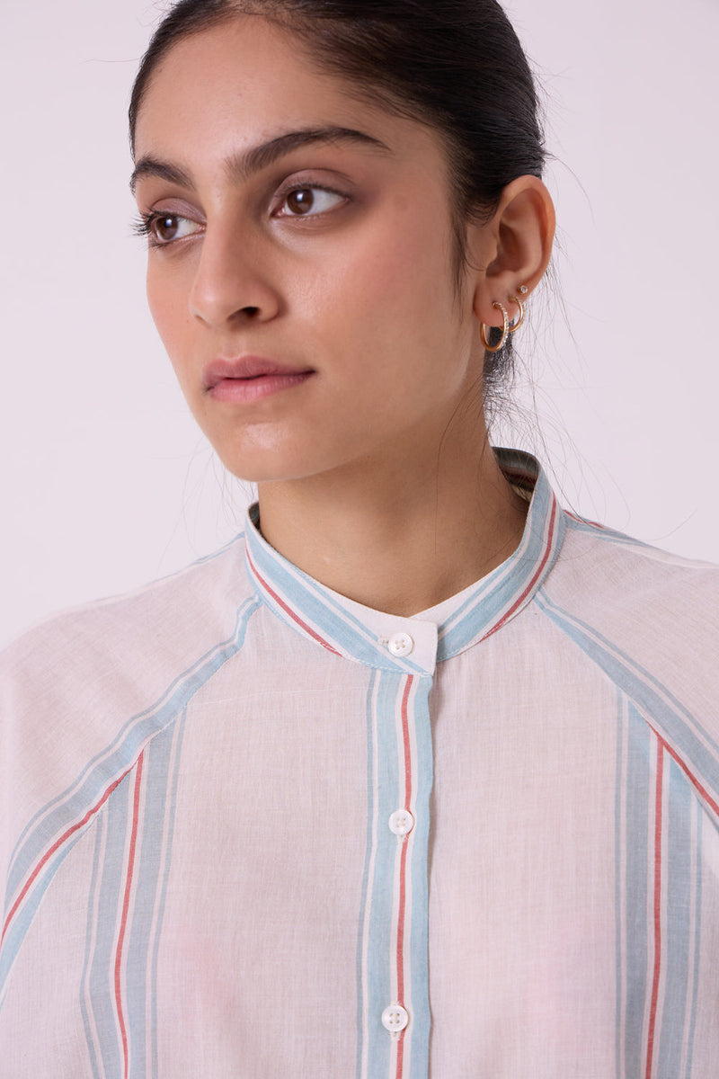 Kisaiya Striped Handwoven Top handwoven cotton top/shirt by The Summer House in off white for women in Singapore