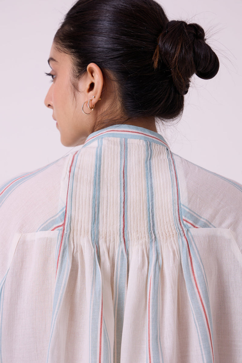 Kisaiya Striped Handwoven Top handwoven cotton top/shirt by The Summer House in off white for women in Singapore
