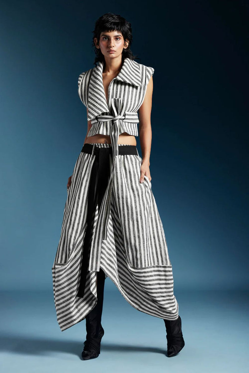 Clara Skirt-Bw Balanced Stripes cotton by Chola for women in Singapore