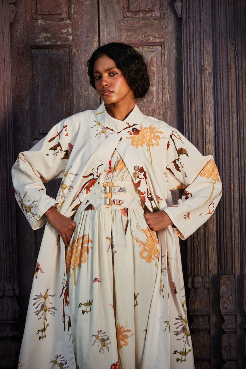 Snowcap Trench Dress by Khara Kapas in white for women in Singapore