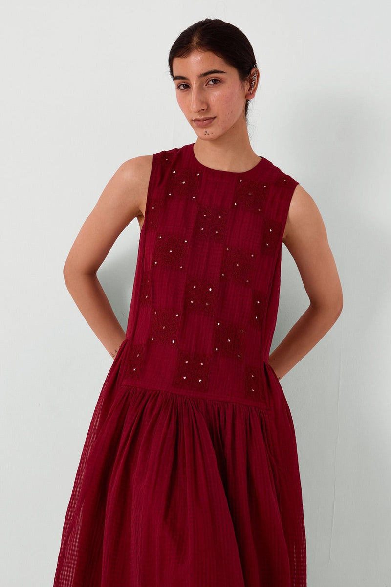 Aleksey Pink Checks Handwoven Dress