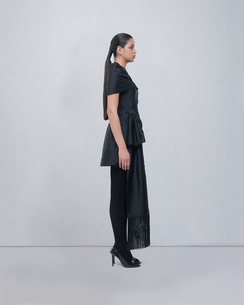 Amary Draped Dress viscose by Leh Studios in black for women in Singapore