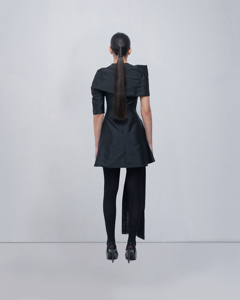 Amary Draped Dress viscose by Leh Studios in black for women in Singapore