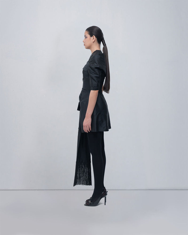 Amary Draped Dress viscose by Leh Studios in black for women in Singapore
