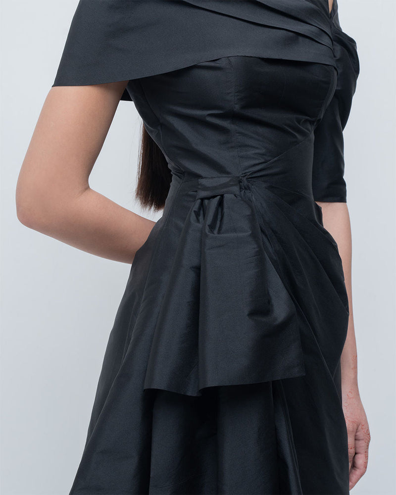 Amary Draped Dress viscose by Leh Studios in black for women in Singapore