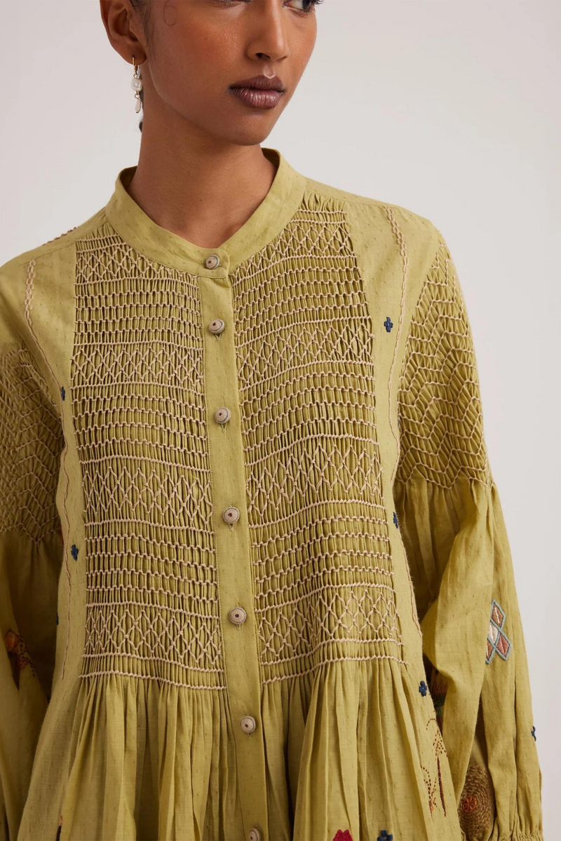 Porto Top-Folk Green cotton by CORD for women in Singapore