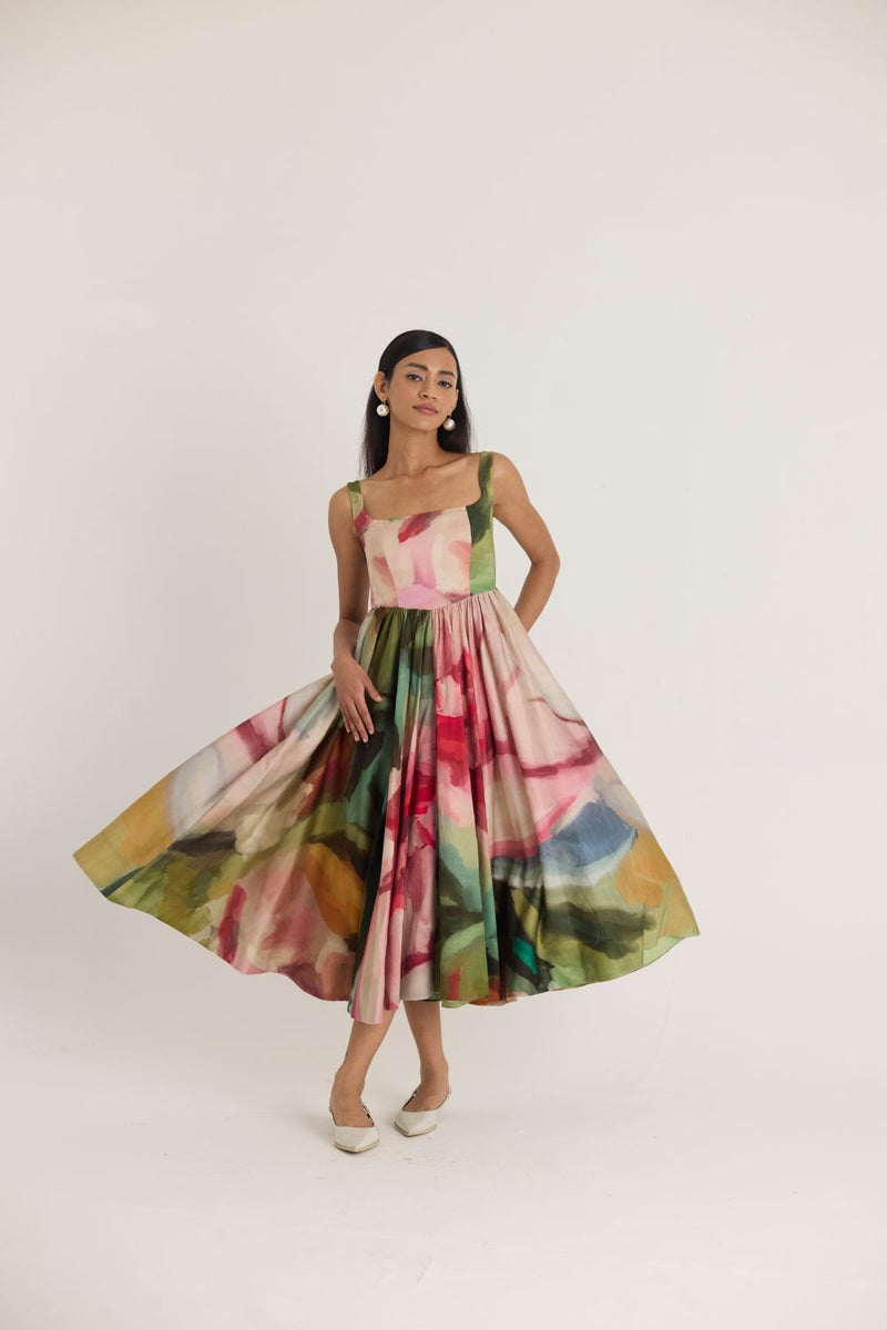 TILLY CHERRY DRESS satin by Yam in multi color for women in Singapore
