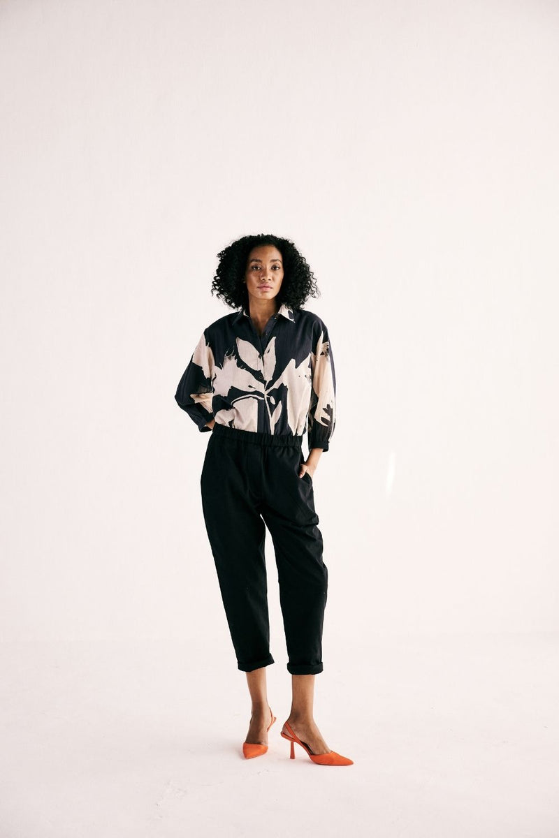 LUNA IRIS SHIRT cotton by Khara Kapas in black for women in Singapore