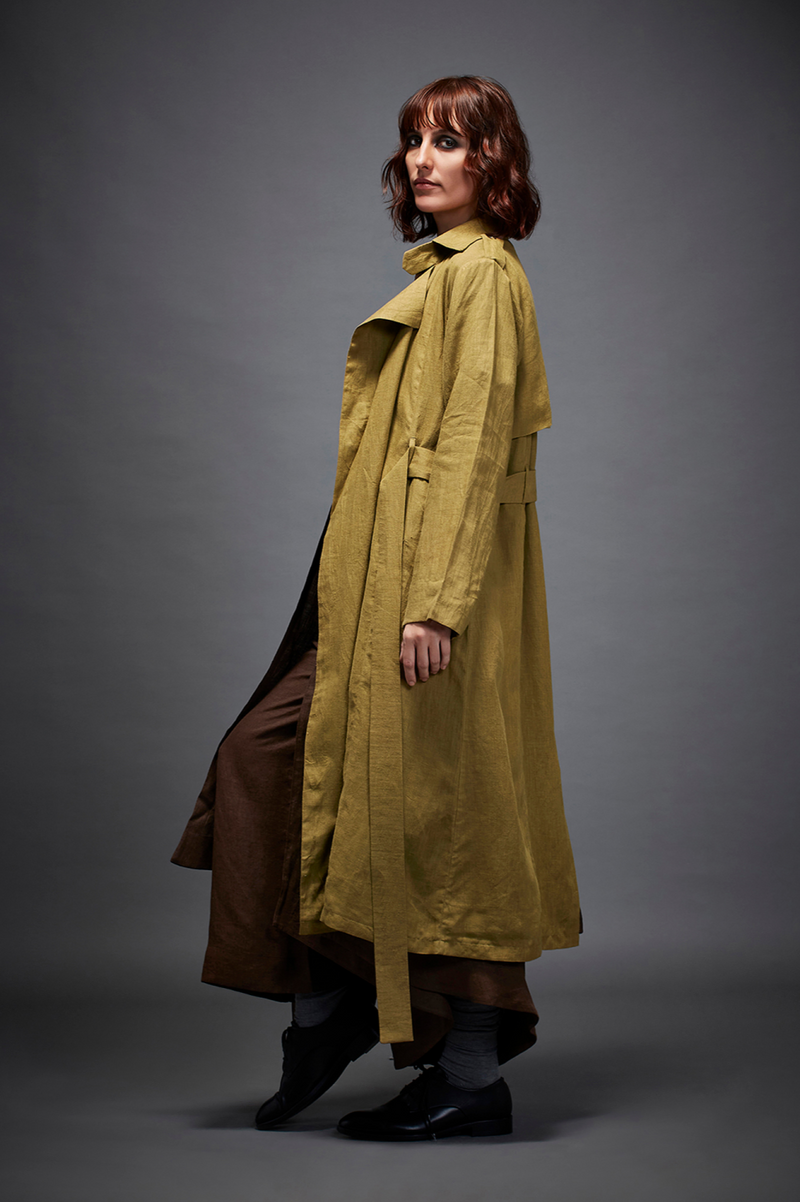 IRENA JACKET-OLIVE (JK0081L) linen by Chola in olive color for women in Singapore
