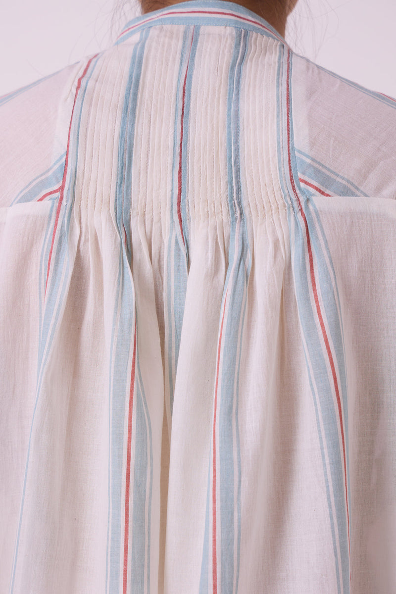 Kisaiya Striped Handwoven Top handwoven cotton top/shirt by The Summer House in off white for women in Singapore