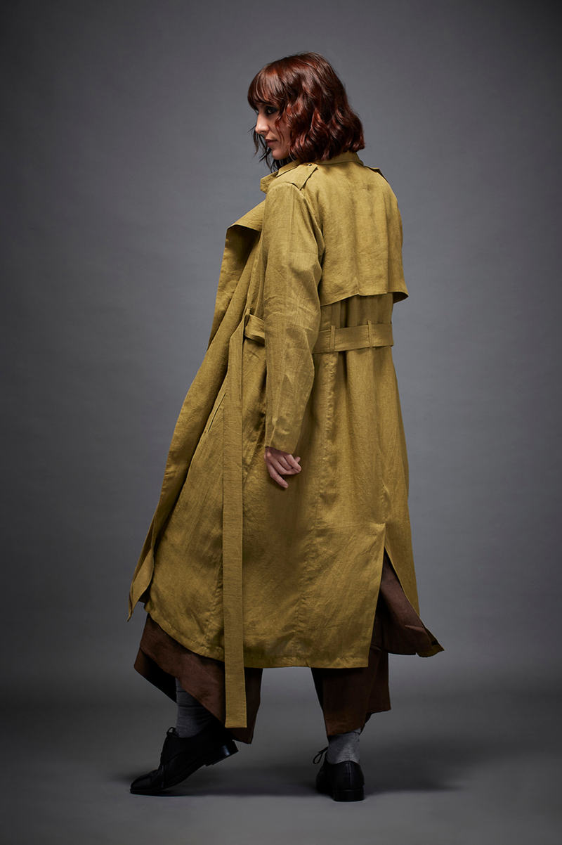 IRENA JACKET-OLIVE (JK0081L) linen by Chola in olive color for women in Singapore