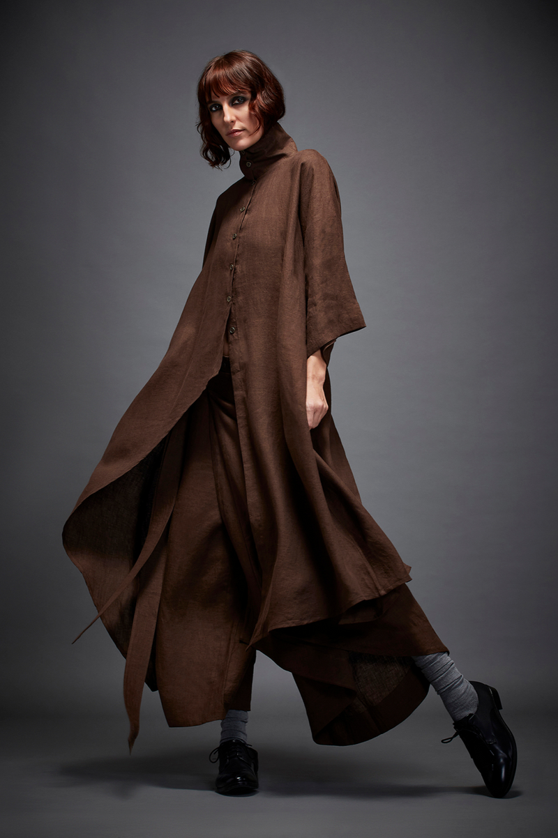 LULU SHIRT IN BROWN linen by Chola in brown color for women in Singapore
