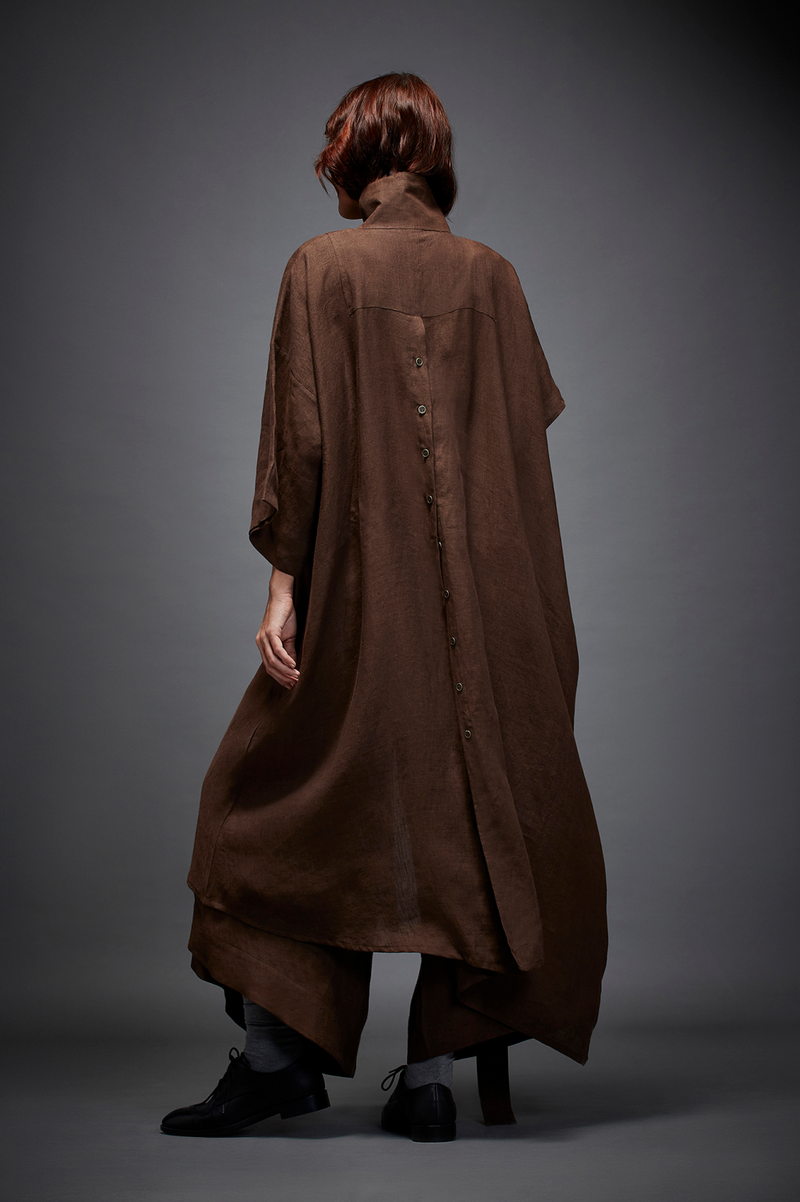 LULU SHIRT IN BROWN linen by Chola in brown color for women in Singapore