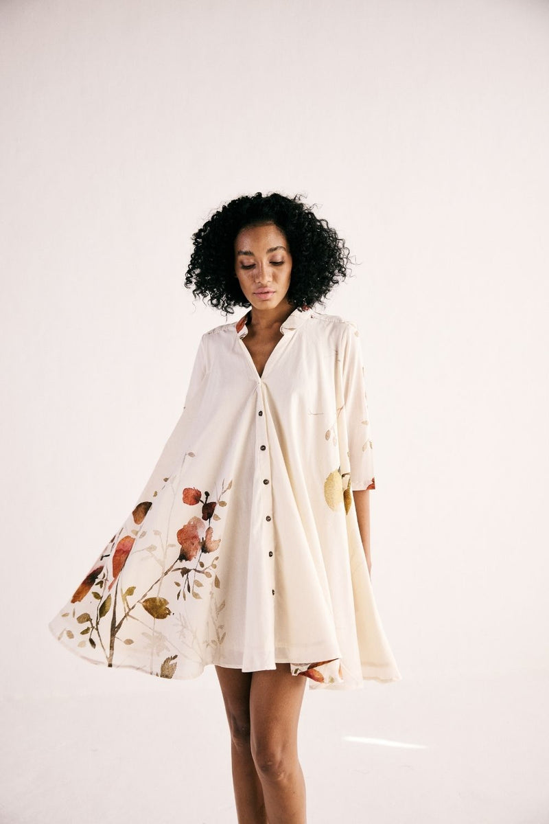 HIBISCUS SWING DRESS cotton by Khara Kapas in white for women in Singapore