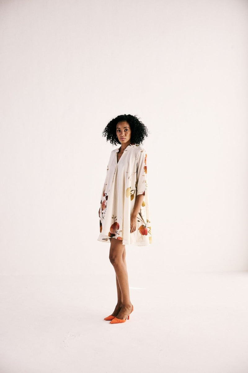 HIBISCUS SWING DRESS cotton by Khara Kapas in white for women in Singapore