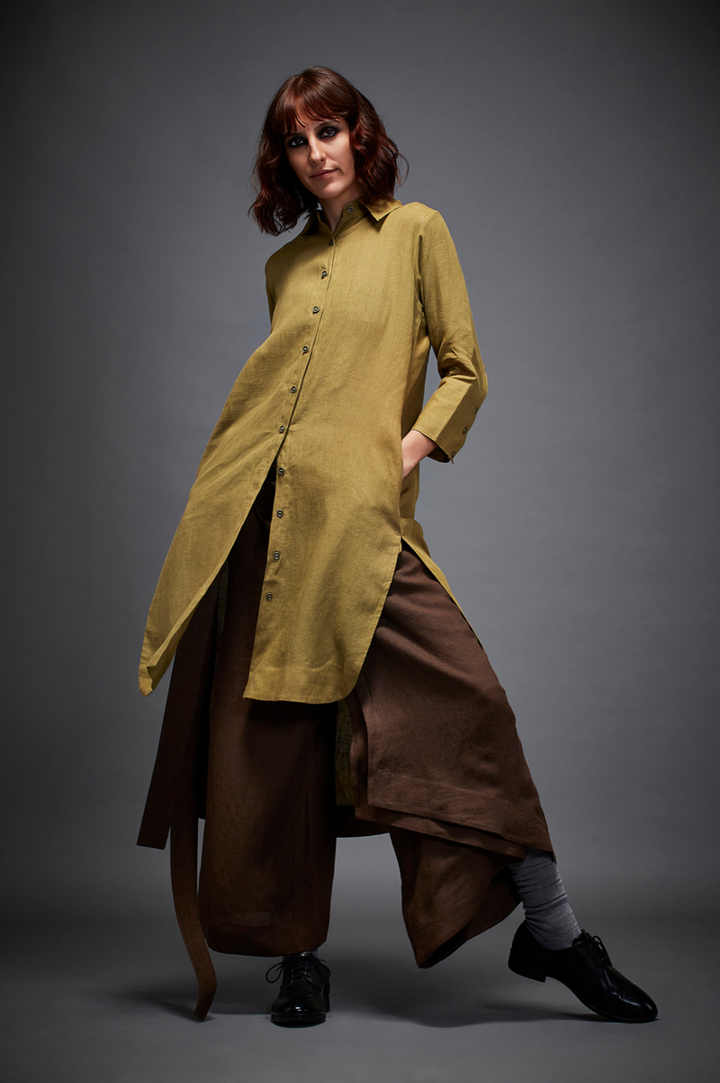 LEXIS SHIRT linen by Chola in olive color for women in Singapore