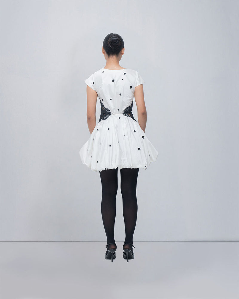 Manta Dress viscose by Leh Studios in ivory, black for women in Singapore