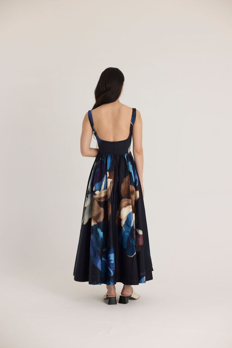 ROCCO EMBROIDERED DRESS satin by Yam in black color for women in Singapore