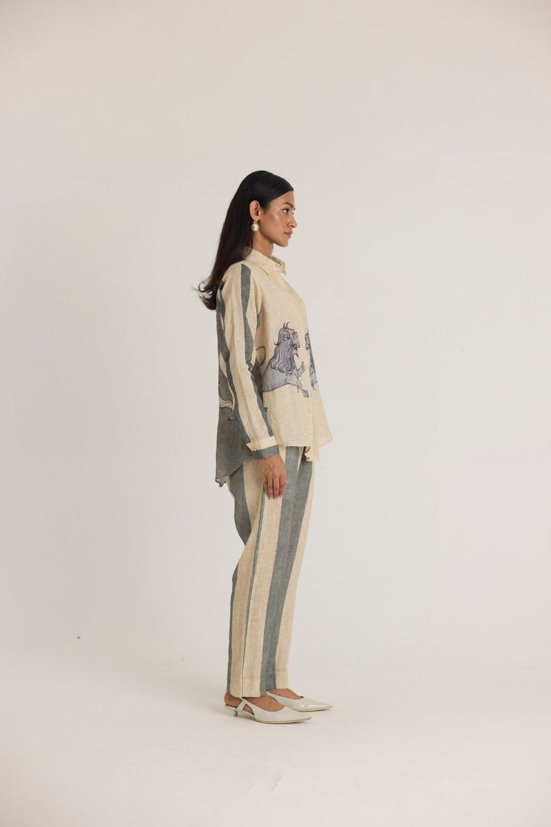 PAWS LINEN CO-ORD SET linen by Yam in white color for women in Singapore
