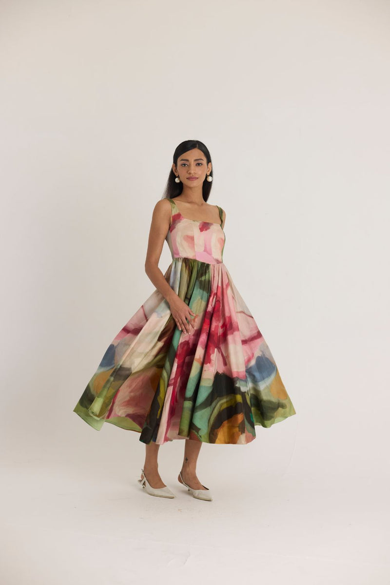 TILLY CHERRY DRESS satin by Yam in multi color for women in Singapore