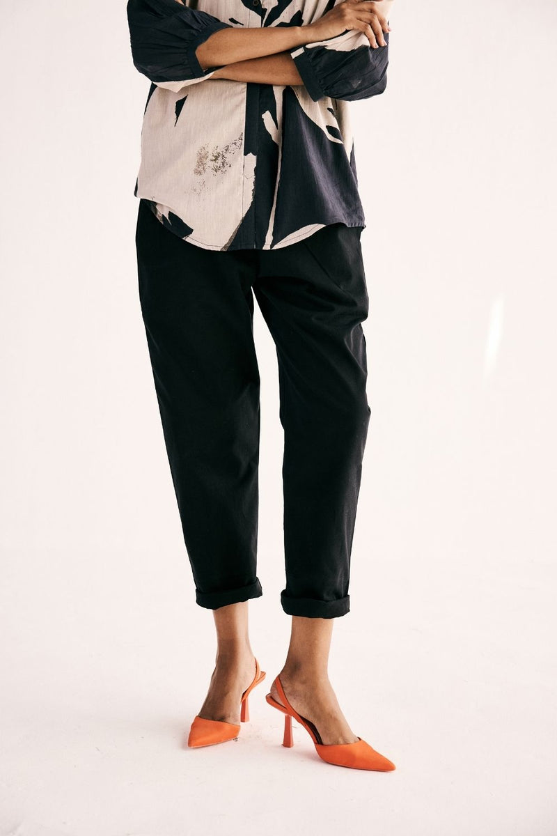 EBONY TROUSERS twill by Khara Kapas in black for women in Singapore