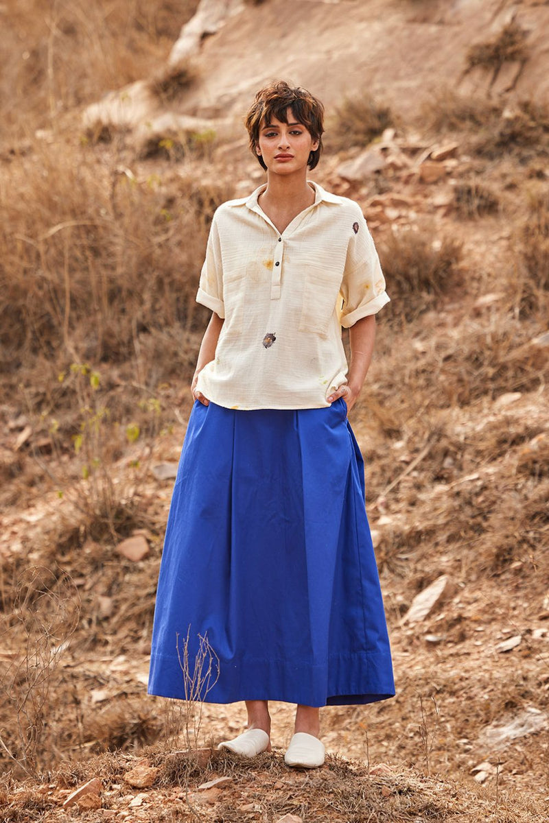 Tez Neela skirt by Khara Kapas in blue for women in Singapore