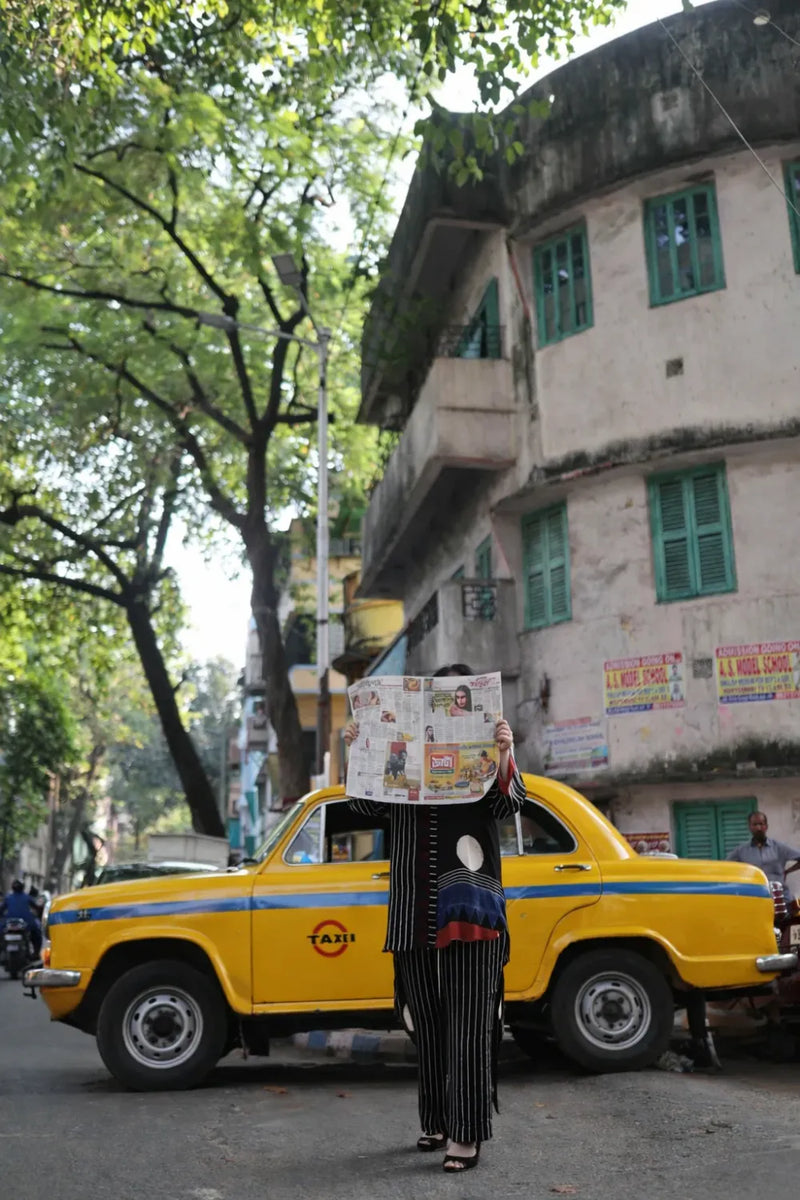 Geo Black Ajrakh Hi-Low Tunic Set