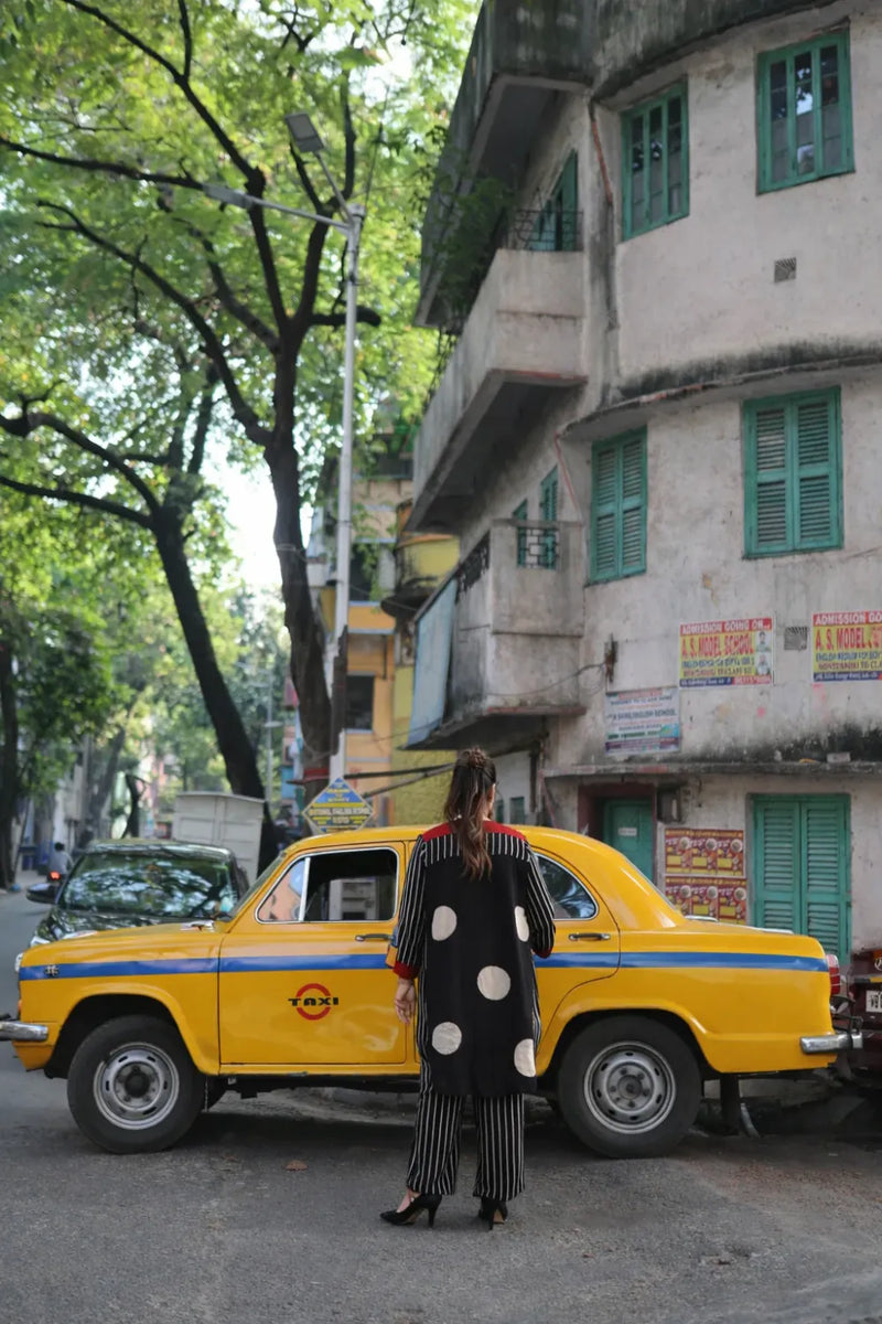 Geo Black Ajrakh Hi-Low Tunic Set