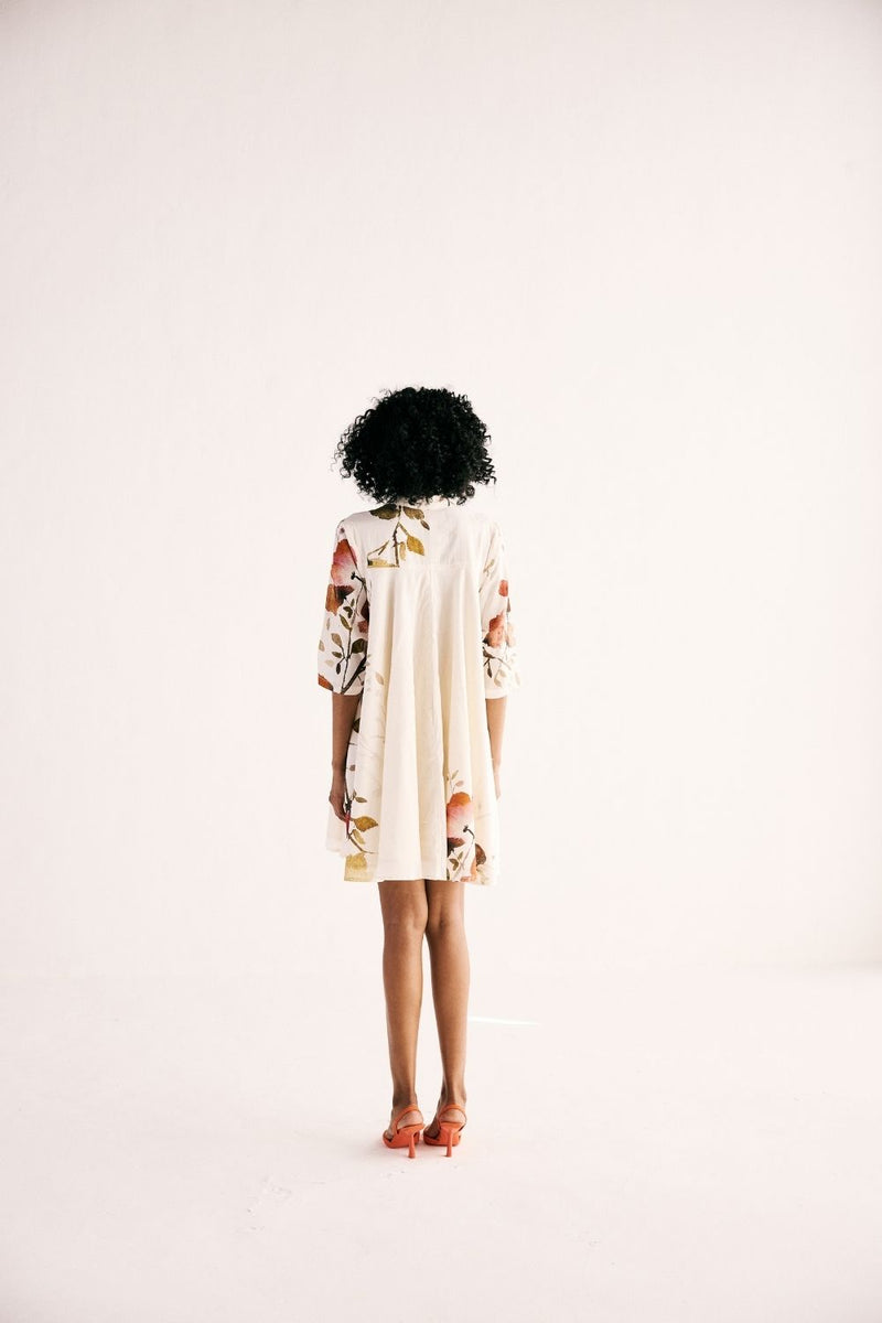 HIBISCUS SWING DRESS cotton by Khara Kapas in white for women in Singapore