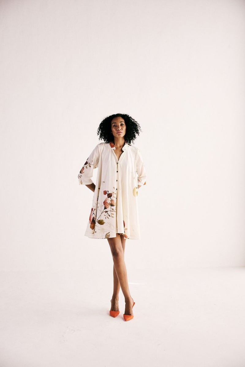 HIBISCUS SWING DRESS cotton by Khara Kapas in white for women in Singapore