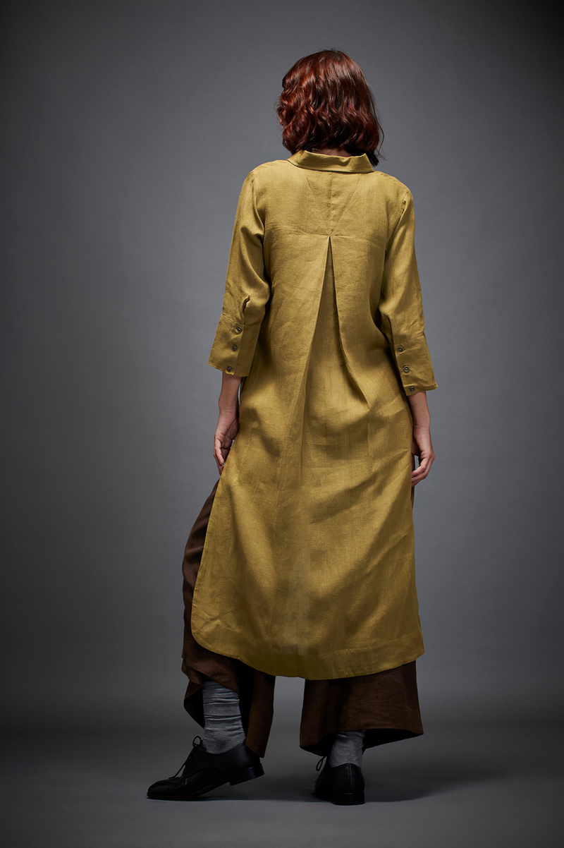 LEXIS SHIRT linen by Chola in olive color for women in Singapore
