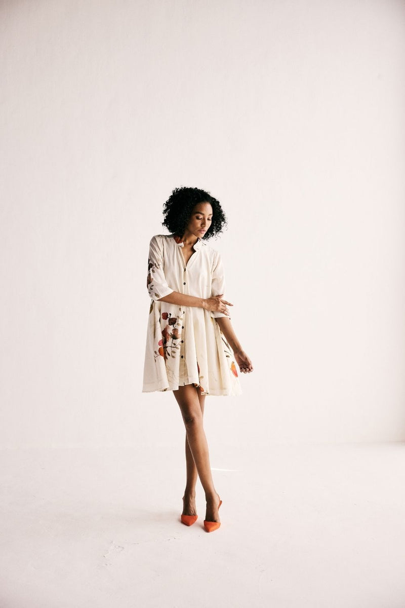HIBISCUS SWING DRESS cotton by Khara Kapas in white for women in Singapore