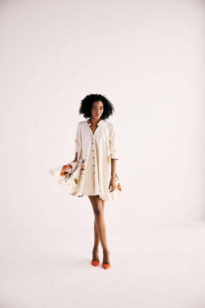HIBISCUS SWING DRESS cotton by Khara Kapas in white for women in Singapore