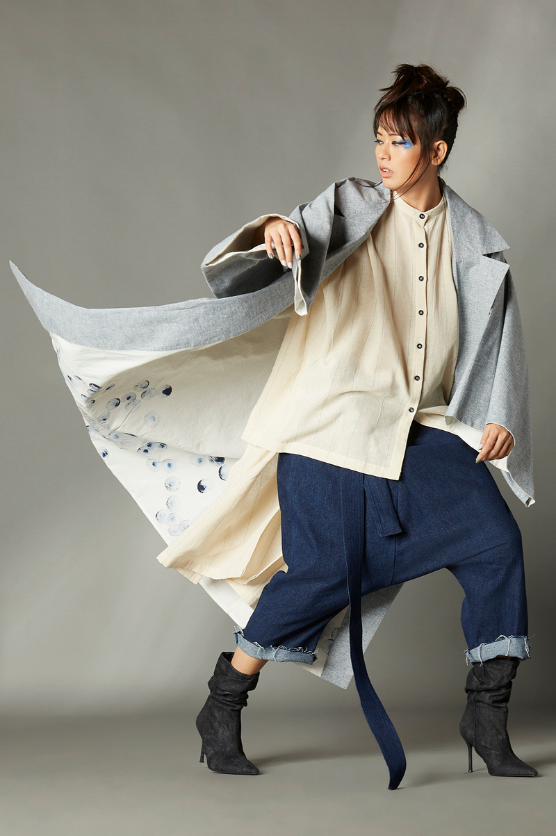 Knox Jacket cotton by Chola in blue color for women in Singapore