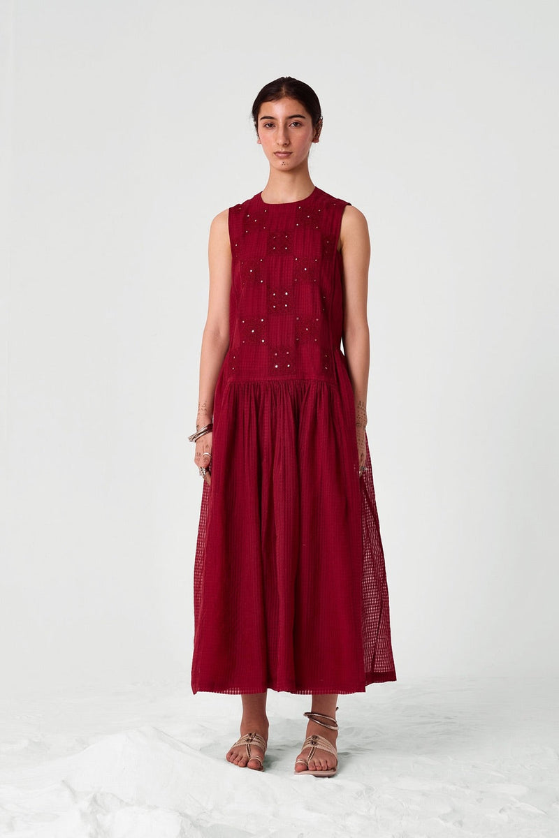 Aleksey Pink Checks Handwoven Dress
