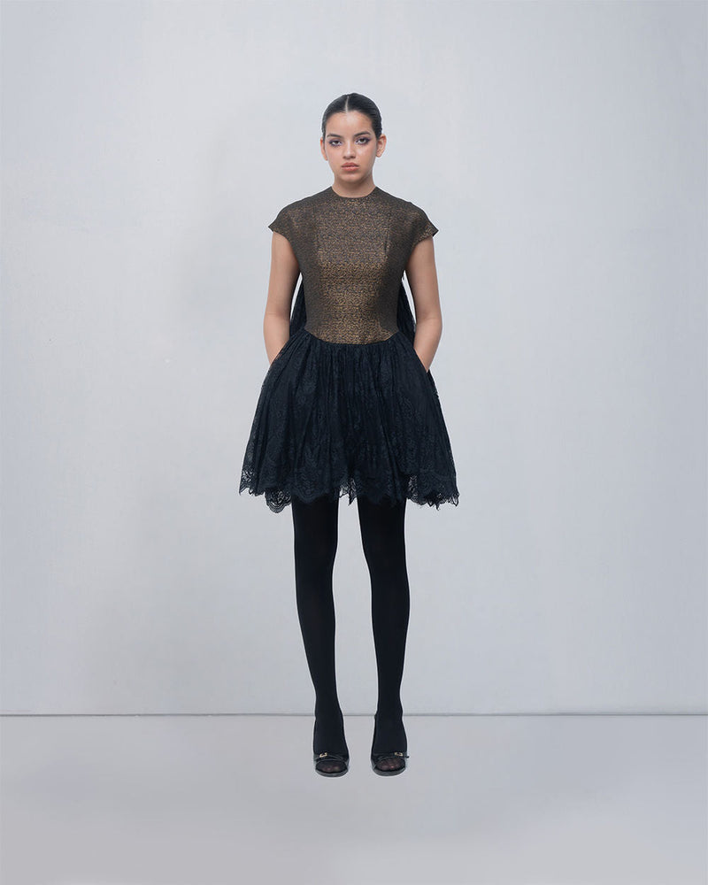 Mina Dress viscose by Leh Studios in gold for women in Singapore