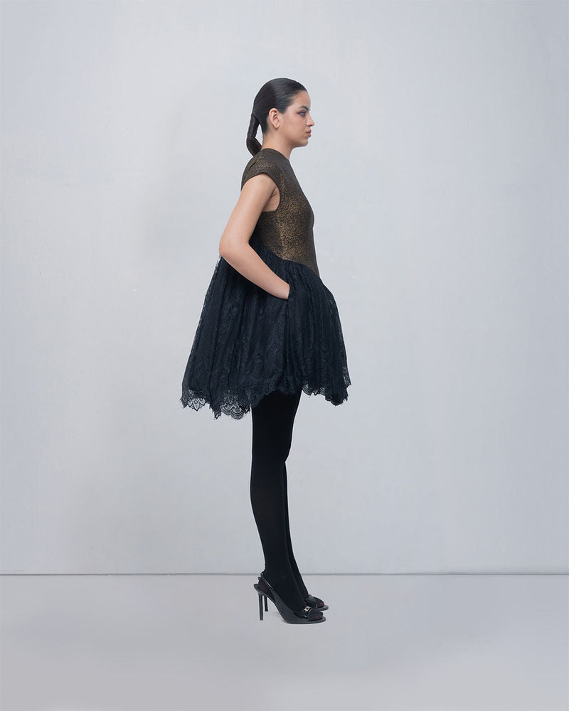 Mina Dress viscose by Leh Studios in gold for women in Singapore